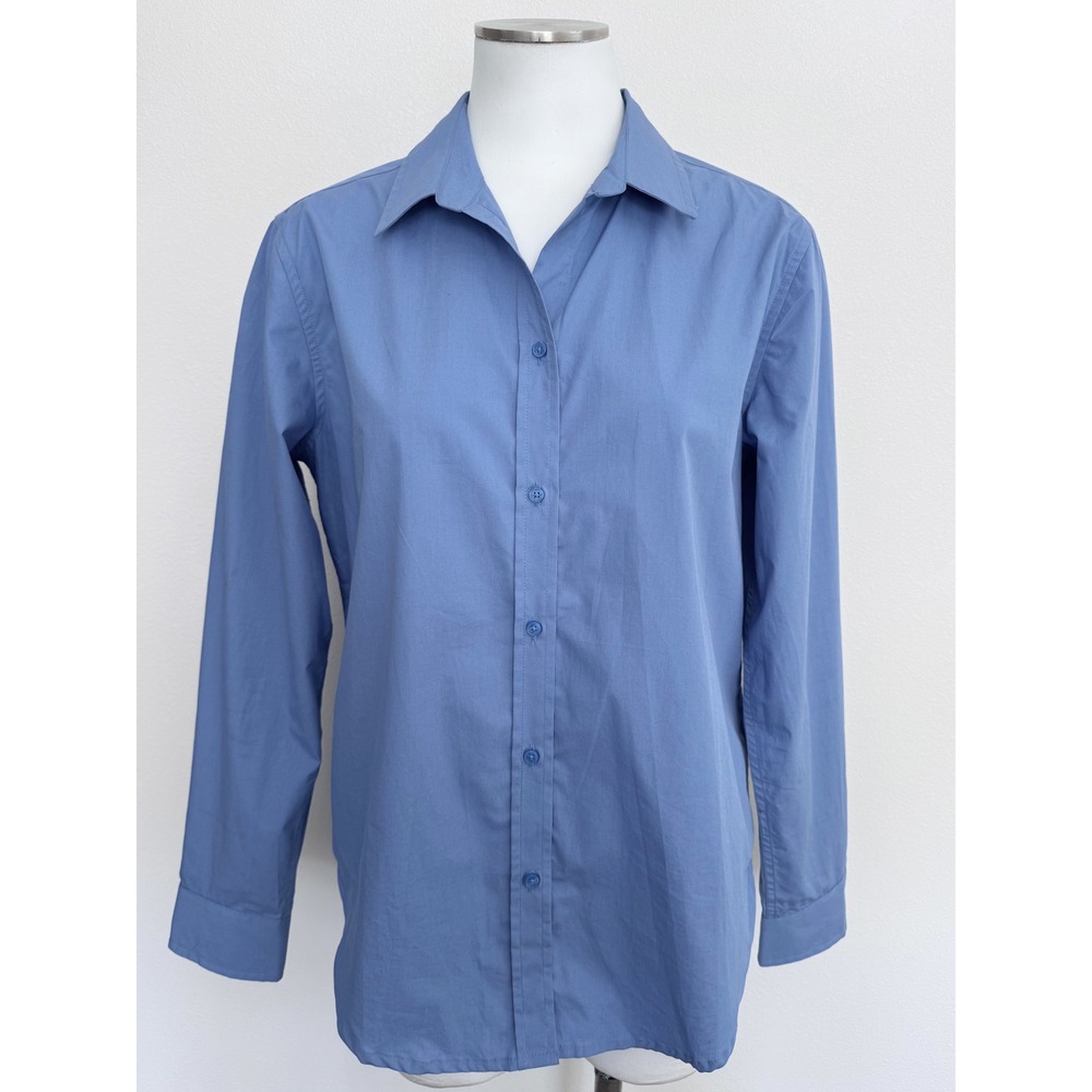 Quince Organic Cotton Poplin Long Sleeve Shirt True Blue RK001 Medium